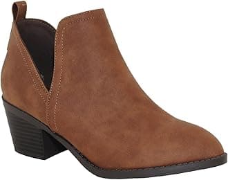 TRENDSUP Ankle Boots for Women Chelsea Square Toe Chunky Low Heel Booties Comfortable Slip on Short Boots