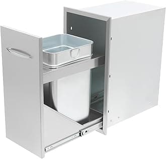 Pull Out Trash Drawer 13.4"W x 25.7"H x 19.6"D Lower Sliding Rails, Outdoor Kitchen Drawers Stainless Steel Flush Mount Roll Out Trash Drawer Storage for Outdoor BBQ Island : Patio, Lawn & Garden