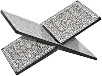 Islamic Muslim Quran Holder Stand Beech Wood Inlaid Mother of Pearl Egyptian Handmade (m01)