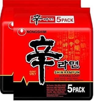 Nongshim-Shin Ramyun Instant Korean Style Noodles 600Gm (120Gm*5) (Pack Of 2) (Imported), 120 grams