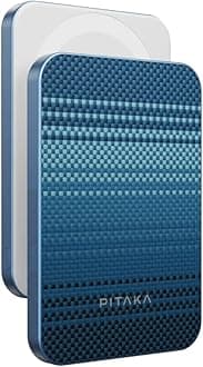 Pitaka Magsafe Power Bank 5000mAh, 15W Wireless Portable Charger Fast Charging, Compatible for iPhone & Samsung Devices Aramid Fiber Magnetic Qi2 (Moonrise)