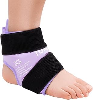 NEWGO Ankle Ice Pack for Swelling, Reusable Gel Ice Pack for Foot Ankle Heel, Hot Cold Compress Therapy for Achilles Tendonitis, Sprained Ankles (Purple)