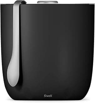 Ice Bucket with Tongs, 68oz, Onyx