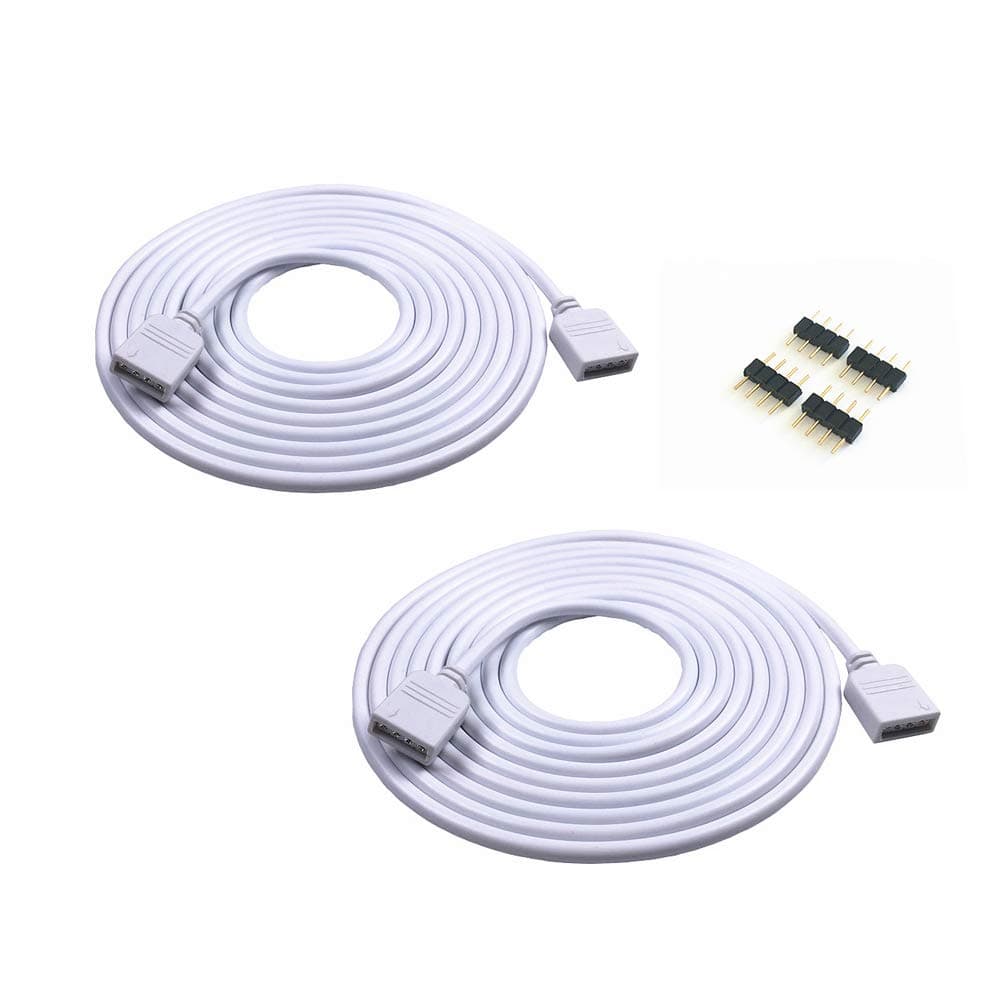 2pcs /Pack 5M 16.4ft RGB Extension Cable LED Strip Connector Extension Cable Cord Wire 4 Pin LED Connector for SMD 5050 3528 2835 RGB LED Light Strip