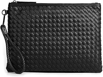 Leather Handbags for Men Large Purse Clutch Bag Black