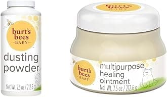 Burt's Bees Baby Dusting Powder, 100% Natural Origin, Talc-Free, Pediatrician Tested, 7.5 Ounces & Baby 100% Natural Multipurpose Healing Ointment, Face & Body Baby Ointment – 7.5 Ounce Tub