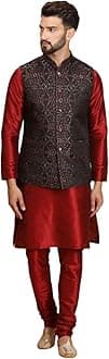 EthluxisMen's Kurta Churidar Pyjama with Nehru Bandhgala Jacket