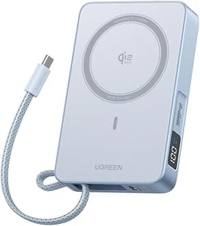 UGREEN MagFlow for MagSafe Power Bank Qi2 25W Wireless Fast Charging 10000mAh Magnetic Portable Charger with Built-in Cable PD 30W Battery Pack Compatible with iPhone Air/17/16/15/14/13/12 Series