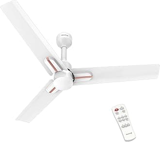 Polycab Wizzy Neo 1200mm 5-Star BLDC, Remote Ceiling fan for Living Room| 55% Energy Saving, 100% Copper, High Air Delivery, 6 Speed Setting, Free Installation | 4-yr Warranty【White Rosegold】