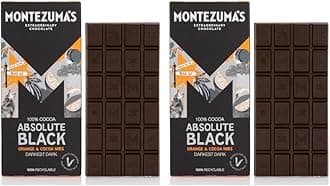 Absolute Black, 100% Cocoa, Dark Chocolate Orange & Cocoa Nibs, Gluten Free & Naturally Vegan, 90g Bar (Pack of 2)