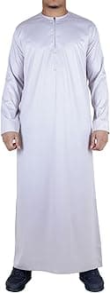 Men's Thobe Jubba Islamic Clothing Muslim Kaftan Emirati Omani Satin Robe