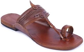 KORAKARI Womens Kolhapuri Chappal Genuine Leather Handcrafted Sandal Smooth and Comfortable Flip Flops Slipper Anti Slip Design Traditional Footwear