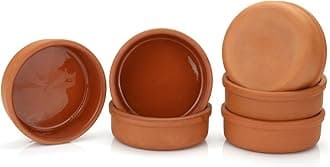 Areste Mexican Clay Cookware Set (Set of 6)- Terracotta Cooking Pots, Bowls, Plates, and Serving Dishes - Premium Spanish Earthenware for Baking, Yogurt, Kheer, Meat, Vegetables, Turkish Cuisine