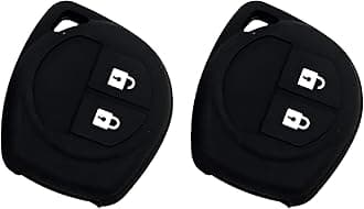 2 Pcs Silicone Car Key Cover for Maruti Suzuki Baleno, Grand Vitara, XL6, Swift, Brezza, Ertiga, Dzire, Celerio, Ciaz, SX4, Ignis, S Presso, S Cross, Fronx 2 Button Key Cover (Black)