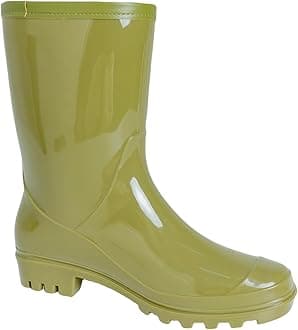 Fubotao Women's Mid Calf Rain Boots Waterproof Fashion Garden Shoes Anti-slipping Rainboots For Women Comfortable Insole Light Rain Shoes
