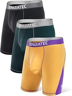 SeparatecMens Underwear with Ball Pouch Anti Chafing Athletic Underwear Men Sport Performance Long Leg Boxer Briefs 3 Pack