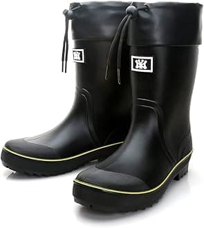 Rain Boots for Men, Waterproof Warm Rubber Boots Mens Garden Boots, Comfort Mid-Calf Lightweight Adjustable Raining Shoes, Elastic Chelsea Ankle Rain Boots Fishing Shoes for Yard Farm Outdoor Work