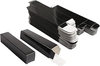 COSIDEA 50 pieces 350gms lip gloss paper box, lipgloss mascara eyeliner packing box for DIY cosmetic, (25 * 25 * 117mm, Black)
