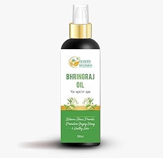 Bhringraj Oil for Hair Growth Ayurvedic Herbal Hair Oil with Bhringraj, Amla, Aloe Vera, Sesame & Curry Leaf Reduces Hair Fall, No Silicones or Parabens 6.76 Fl Oz