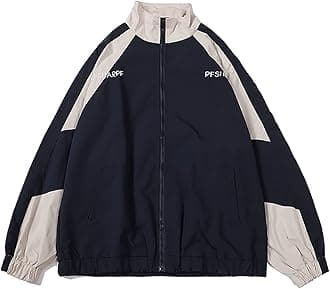 Sumleno Y2k Jacket for Women Zip Up Bomber Jacket Y2k Clothing Racing Varsity Oversized Color Block Coat Unisex