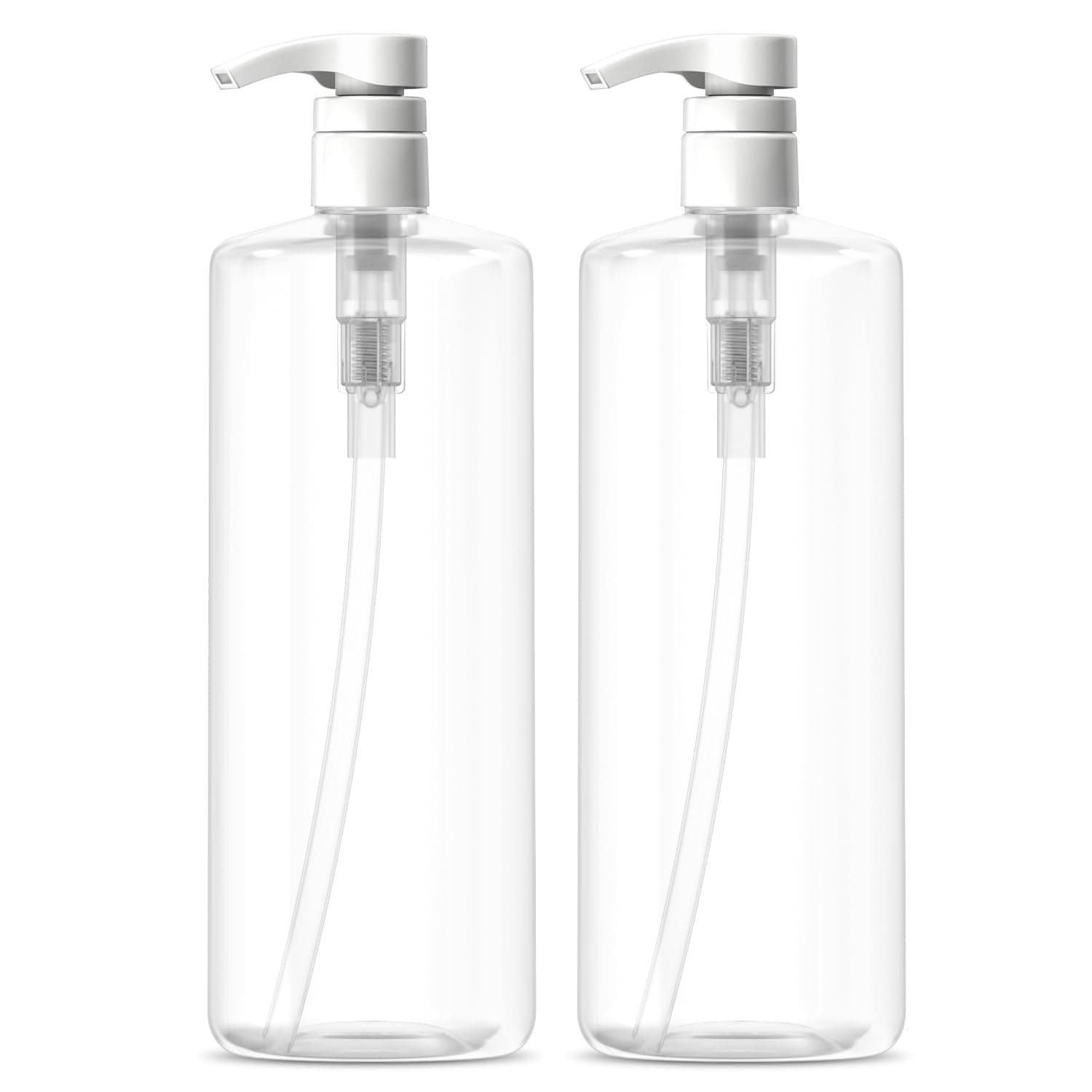 Bar5F Pump Bottle (2-Pack 32-Ounce 1-Liter) Empty for Shampoo Conditioner Body Wash Lotion BPA-Free Crystal-Clear