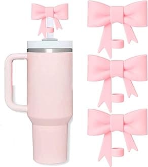 OddyamiBow Straw Covers Cap Toppers Compatible with Stanley 30&40 oz Tumbler Cups, Cute Pink 10mm Reusable Silicone Straw Topper for Stanley Tumbler with Handle, Stanley Cup Straws Accessories,3Pcs…
