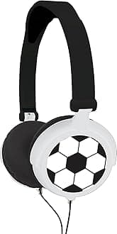 Lexibook HP015FO Football Stereo Headphone, Kids Safe, Foldable and Adjustable, Black/White