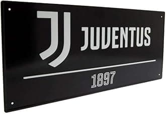 JUVENTUS FC Black Metal Street Sign, One Size, Modern, Black, Rectangular, Wall Mount