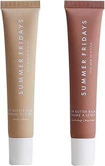 Summer FridaysLip Butter Balm Day/Night Hydrating Lip Mask - Shea Butter, Vegan - Vanilla & Vanilla Beige (0.5 Oz/ea)