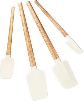 Silicone Spatula Set, Food Grade Rubber Spatula-4 Piece Nonstick Rubber Spatulas, Spoonula, Jar Scraper for Cooking, Baking, Mixing, Frosting - Heat Resistant Up to 600°F（Dishwasher Safe ）
