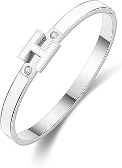 Gold Bracelets for Women,H Bangle Bracelets,Dainty 18K Gold Plated Bracelet,Easter Christmas Mothers Day Gifts for Womens