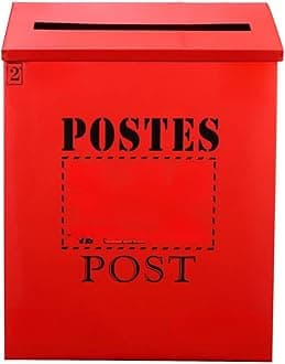 THE WHITE SHOP Mailbox Metal Large Capacity, Vintage Post Box withand Cover, Wall Mount Steel Mail Box for Garden Outside Coffee Shop Rustic Farmhouse(Color:Red)