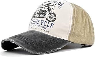 Vintage Baseball Cap Washed Denim Trucker Cap Motorcycle Print Pattern Outdoor Sun Hat 100% Cotton for Man Women