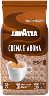 Crema E Aroma Whole Bean Coffee Blend, 2.2-Pound Bag , Balanced medium roast with an intense, earthy flavor and long lasting crema, Non-GMO