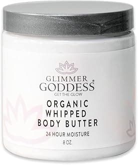 GLIMMER GODDESS Organic Body Butter - 8oz (Cinnamon Apple Cider) - Lightweight Skin Moisturizer