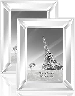 Meetart Mirror Photo Frame 5x7 inch 2 Piece Pack for Home Decoration Wall Hang or Tabletop Display