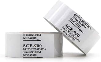 5 Rolls Ribbon 30mm x 100m Thermal Transfer Ribbon for Date Coder Printer Machine HP-241 241B 241S TJ-08 DY-8 DY-6 SCF-900(White)