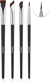 TEOYALL Eyeliner Brush Set, 4 PCS Ultra Thin Slanted Angled Precision Fine Point Eyeliner Brush, Flat Eyebrow Brush
