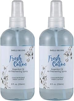 SMELLS BEGONE Essential Oil Air Freshener Spray - Odor Eliminator - 2 Pack - 8 Ounce (Fresh Cotton)