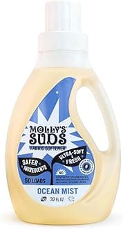 Molly’s Suds Fabric Softener Liquid for Sensitive Skin | Vinegar-Powered, Infused with Essential Oils | Fights Static, Reduces Wrinkles, Deodorizes | Ocean Mist, 50 Loads