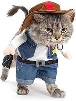 NACOCO Cowboy Dog Costume with Hat Dog Clothes Halloween Costumes for Cat and Small Dog (Small)