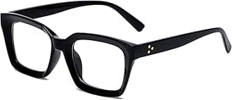 EYLRIM Classic Thick Square Frame Clear Lens Glasses for Women Men Non Prescription Eyeglasses, A1 Bright Black, Medium