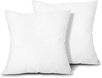 Edow Throw Pillow Inserts, Set of 2 Lightweight Down Alternative Polyester Pillow, Couch Cushion, Sham Stuffer, Machine Washable. (White, 26x26)