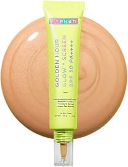 Hyphen Golden Hour Glow Sunscreen Spf 50 Pa++++ Dewy Glow & Bright Skin| Vitamin C Rich-10% Kakadu Plum & Peptides| Winter Sunscreen Moisturizer for Women & Men|Lightweight & Non Greasy, Uv & Blue Light Protection|Dry & All Skin Types - 40G