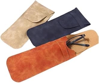 DINYAO3 Pcs Sunglasses Pouches Portable Soft Leather Eyeglass Case Slim Travel Safety Eyeglass Pouch for Women, Men(3 Colors 2.8x6.7 inches) (eyeglass case with lid)
