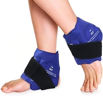NEWGO Ankle Ice Pack Wrap for Injuries Reusable, Hot Cold Therapy Gel Foot Ice Pack for Pain Relief, Ankle Swelling, Achilles Tendinitis, Plantar Fasciitis, Sprained, Surgery Recovery (Blue-2Pack)