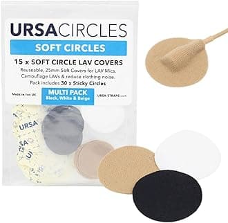 URSA Soft Circles - 15 Pack (Black) | Reusable Soft Lav Mic Covers with 30 Stickies | Mini Windshield, Clothing Rustle Reduction & Camouflage for Lavalier Microphones | Low-Profile, Skin-Safe, Durable
