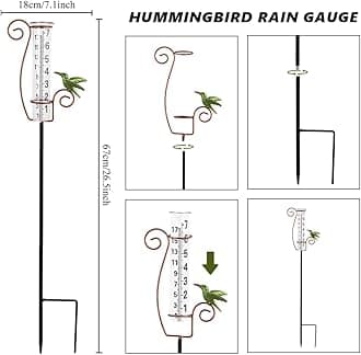 Venniy Rain Gauge Outdoor,Hummingbird Rain Gauges with 7" Capacity Glass Tube,Large Clear Numbers Rain Measuring Tool for Garden Yard Lawn Decor