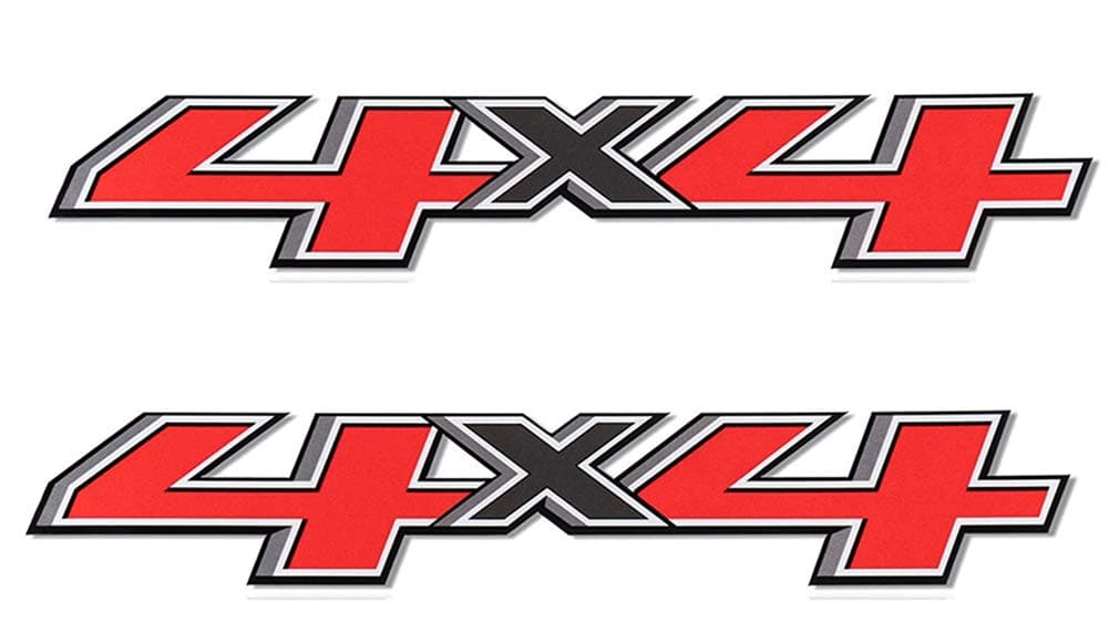 Pair Set 4x4 Decals Compatible with 2014-2018 Chevy Silverado Sierra Truck Bedside (Red)
