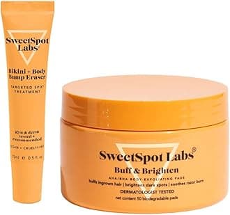 Ingrown Hair Removal Kit | Razor Bump & Ingrown Hair Treatment For Bikini Area, Body & Underarms | Safe for All Skin, Bump Eraser and Buff and Brighten Pads Set